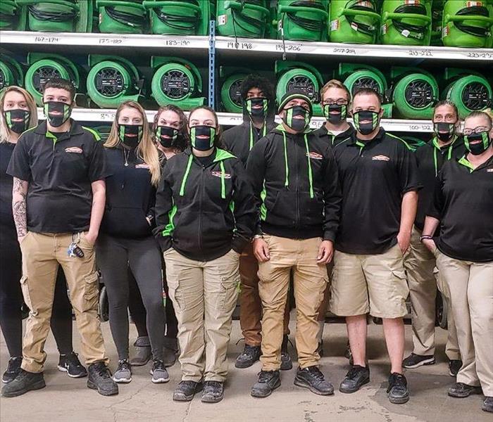 Crew wearing SERVPRO masks
